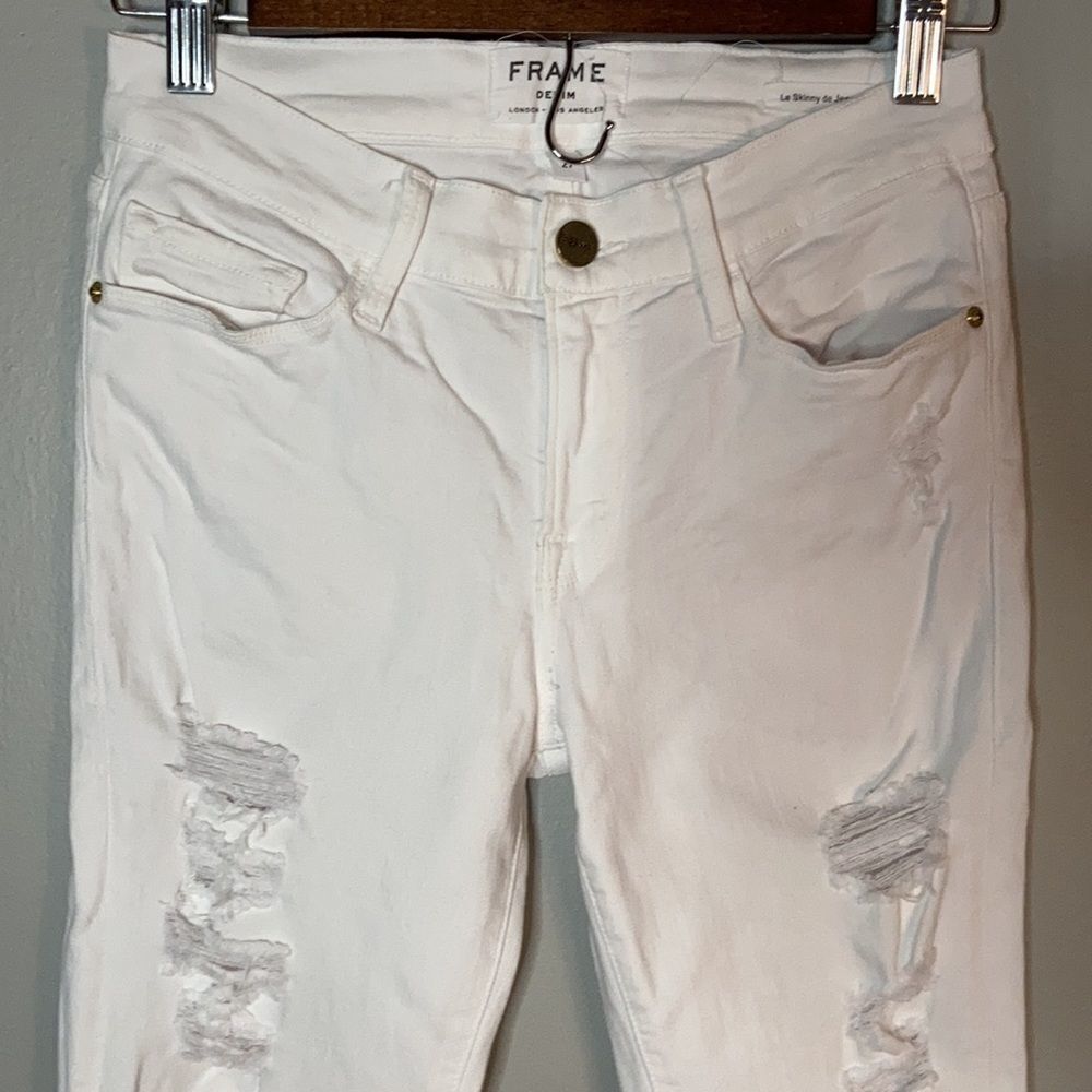 FRAME BLANC Stretchy destroyed distressed Le skinny de jeanne
